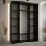 Schwarzer Schiebetürenschrank Tharo, modernes Design, schwarze Metallgriffe, Anti-Staubbürsten, platzsparend, viel Stauraum, 235,2 x 180 x 45 cm