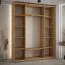 Kleiderschrank Tharo mit Schiebetüren in Eiche/Schwarz gehalten, 235,2 x 190 x 45 cm, viel Stauraum, auch für Wohnzimmer geeignet, Einlegeböden