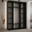 Schwarzer Kleiderschrank Tharo mit Schiebetüren, Anti Staubbürsten enthalten, platzsparend, viel Stauraum, robust, 235,2 x 160 x 45 cm, moderne Optik