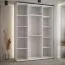 Kleiderschrank Tharo mit Schiebetüren in Weiß/Eiche gehalten, Anti Staubbürsten, platzsparend, viel Stauraum, 235,2 x 180 x 45 cm, Einlegeböden