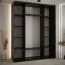 Schwarzer Schiebetürenschrank Tharo, modernes Design, schwarze Metallgriffe, inklusive Anti-Staubbürsten, platzsparend, viel Stauraum, 235,2 x 190 x 45 cm