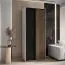 Schiebetürenschrank Tharo in Schwarz/Weiß, 235,2 x 120 x 45 cm, auch für Wohnzimmer geeignet, Anti Staubbürsten, schwarze Metallgriffe, viel Fächer