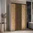 Kleiderschrank Mina mit Schiebetüren in Weiß/Eiche gehalten, Anti Staubbürsten, platzsparend, viel Stauraum, 235,2 x 150 x 60 cm, robustes Material