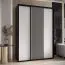 Kleiderschrank Mina mit Schiebetüren in Weiß/Schwarz gehalten, moderne Optik, viel Stauraum, Lamellen in Schwarz, Anti Staubbürsten, 235,2  170 x 60 cm