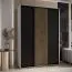 Schiebetürenschrank Tharo in Schwarz/Weiß, 235,2 x 180 x 45 cm, auch für Wohnzimmer geeignet, Anti Staubbürsten, schwarze Metallgriffe, viel Fächer
