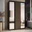 Schwarzer Kleiderschrank Mina mit Schiebetüren und Spiegel, Anti Staubbürsten, viel Stauraum, auch für Wohnzimmer geeignet, 235,2 x 160 x 60 cm