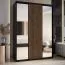 Spiegeltürenschrank Mina in Schwarz/Eiche, auch für Wohnzimmer geeignet, Anti Staubbürsten, Metallgriffe in schwarz, robust, 235,2 x 170 x 60 cm