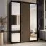 Schwarzer Schiebetürenschrank Mina mit Spiegeln, modernes Design, schwarze Metallgriffe, inklusive Anti-Staubbürsten, viel Stauraum, 235,2 x 180 x 60 cm