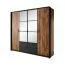 Kleiderschrank / Drehtürenschrank Jendouba 01 | Farbe: Kastanie / Anthrazit | zwei Spiegeltüren | zwei Schubladen | ABS-Kanten | Maße: 210 x 223 x 59 cm