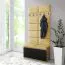Kleine Garderobe 01 für 8 Paar Schuhe, mit Sitzbank gepolstert, Artisan/Schwarz/Naples Yellow, 15x100x40 cm, 6 Kleiderhaken, 4 Fächer, Schuhschrank