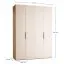 Falttür / Kleiderschrank | Farbe: Beige | Griffe: Schwarz | 3 Schubladen | 3 Kleiderstangen | 175 x 60 x 240 cm | Soft-Close | inkl. LED-Beleuchtung