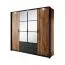 Kleiderschrank / Drehtürenschrank Jendouba 01 | Farbe: Kastanie / Anthrazit | zwei Spiegeltüren | zwei Schubladen | ABS-Kanten | Maße: 210 x 223 x 59 cm