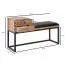 Sitzbank mit Stauraum aus Mango Massivholz, Farbe: Mango / Schwarz - Abmesungen: 60 x 100 x 35 cm (H x B x T) mit Ziegenleder