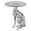 Windhund Deko Beistelltisch, Farbe: Silber / Glas - Abmessungen: 50 x 40 x 40 cm (H x B x T), Tischplatte aus Glas