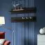 Elegante Wohnwand Hompland 28, Farbe: Schwarz - Abmessungen: 170 x 260 x 40 cm (H x B x T), mit blauer LED-Beleuchtung
