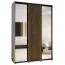 Kleiderschrank mit Spiegel Mina, in Weiß/Eiche, Metallgriffe in schwarz gehalten, platzsparend, auch für Wohnzimmer geeignet, 235,2 x 170 x 60 cm