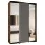 Kleiderschrank mit Spiegeln Mina in Eiche/Weiß, auch für Wohnzimmer geeignet, Anti Staubbürsten, schwarze Metallgriffe, 235,2 x 180 x 60 cm