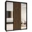 Spiegelschrank Mina in Schwarz/Eiche, auch für Wohnzimmer geeignet, Anti Staubbürsten, Metallgriffe in schwarz, robust, 235,2 x 190 x 60 cm, viel Fächer