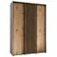 Kleiderschrank Mina mit Schiebetüren in Weiß/Eiche gehalten, Anti Staubbürsten, platzsparend, viel Stauraum, 235,2 x 180 x 60 cm, platzsparend