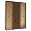 Kleiderschrank Tharo mit Schiebetüren in Weiß/Eiche gehalten, Anti Staubbürsten, platzsparend, viel Stauraum, 235,2 x 190 x 45 cm, robust, moderne Optik