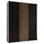Platzsparender Kleiderschrank Tharo mit Schiebetüren in Weiß/Schwarz gehalten, Anti Staubbürsten enthalten, viel Stauraum, 235,2 x 190 x 45 cm