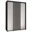 Schiebetürenschrank Mina in Schwarz/Weiß, Front aus laminierter Platte,  Anti Staubbürsten, schwarze Metallgriffe, platzsparend, 235,2 x 180 x 60 cm