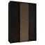 Schwarzer Schiebetürenschrank Tharo, modernes Design, schwarze Metallgriffe, Anti-Staubbürsten, platzsparend, viel Stauraum, 235,2 x 180 x 45 cm
