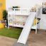 Weißes Etagenbett mit Rutsche 90 x 200 cm, Buche Massivholz Weiß lackiert, teilbar in zwei Einzelbetten, "Easy Premium Line" K25/n