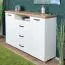Kommode Cuenca 03, Farbe: Eiche / Weiß - Abmessungen: 99 x 155 x 39 cm (H x B x T)