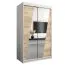 Schiebetürenschrank / Kleiderschrank Guajara 02 mit Spiegel, Farbe: Weiß matt / Eiche Sonoma - Abmessungen: 200 x 120 x 62 cm (H x B x T)