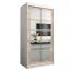 Schiebetürenschrank / Kleiderschrank Aizkorri 01B mit Spiegel, Farbe: Weiß matt / Eiche Sonoma - Abmessungen: 200 x 100 x 62 cm (H x B x T)