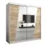 Schiebetürenschrank / Kleiderschrank Guajara 05 mit Spiegel, Farbe: Weiß matt / Eiche Sonoma - Abmessungen: 200 x 200 x 62 cm (H x B x T)