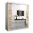 Schiebetürenschrank / Kleiderschrank Serbota 04 mit Spiegel, Farbe: Weiß matt / Eiche Sonoma - Abmessungen: 200 x 180 x 62 cm ( H x B x T )