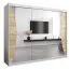 Schiebetürenschrank / Kleiderschrank Serbota 06 mit Spiegel, Farbe: Weiß matt / Eiche Sonoma - Abmessungen: 200 x 250 x 62 cm (H x B x T)