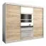Schiebetürenschrank / Kleiderschrank Aizkorri 06A mit Spiegel, Farbe: Weiß matt / Eiche Sonoma - Abmessungen: 200 x 250 x 62 cm (H x B x T)