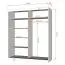 Kleiderschrank / Schiebetürenschrank 1,8 Meter breit | Gorski 02 | Weiß / Eiche | mit Spiegel | 6 Fächer | Griffe: Metall | 218 x 183 x 61 cm