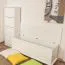 Schuhschrank Kiefer Vollholz massiv weiß lackiert Junco 211 - Abmessung 150 x 58 x 30 cm