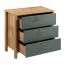 Kommode / Sideboard Braianik 19, Eiche Wotan / Grün, Wohnzimmer, Schlafzimmer, Büro, ABS, 3 Schubladen, 81 x 90 x 47 cm, Griffe aus Metall
