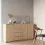 Kommode Kiunga 09, Farbe: Buche / Weiß - Abmessungen: 91 x 162 x 40 cm (H x B x T)