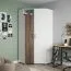 Drehtürenschrank / Eckkleiderschrank Bulolo 20, Farbe: Weiß / Nuss - Abmessungen: 198 x 100 x 100 cm (H x B x T)