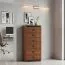 Kommode Mojokerto 04, Farbe: Walnuss / Schwarz - Abmessungen: 121 x 55 x 39 cm (H x B x T)