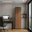 Schrank Mojokerto 21, Farbe: Walnuss / Schwarz - Abmessungen: 194 x 60 x 39 cm (H x B x T)