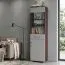 Vitrine Tabubil 23, Farbe: Wenge / Grau - Abmessungen: 200 x 50 x 41 cm (H x B x T)