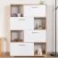 Kommode Kavieng 09, Farbe: Eiche / Weiß - Abmessungen: 130 x 90 x 40 cm (H x B x T)
