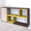 Kommode Kerema 05, Farbe: Nuss / Ulme / Gelb - Abmessungen: 85 x 160 x 41 cm (H x B x T)