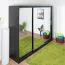 Schiebetürenschrank / Kleiderschrank Bisaurin 6D mit Spiegel, Farbe: Schwarz - Abmessungen: 200 x 250 x 62 cm ( H x B x T)