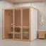 Indoor-Sauna Ruhetraum 02 | 183 x 154 cm | Elementsauna | Höhe 201 cm | Glastür aus gehärtetem Sicherheitsglas | Fensterelemente mit 2-fach-Verglasung | inkl. Banksystem