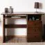 Schreibtisch aus Kiefernholz Junco 189, Vollholz, Walnussfarben, 75 x 110 x 55 cm, mit 3 Schubladen, viel Stauraum, ausziehbares Tastaturfach, Bürotisch