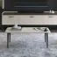 Couchtisch in Creme | stabiler Beistelltisch | 42 x 110 x 65 cm | Metallbeine in Anthrazit | Sofatisch | abgerundete Tischplatte