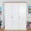 Drehtürenschrank / Kleiderschrank Lotofaga 15, Farbe: Weiß / Walnuss - 227 x 181 x 59 cm (H x B x T)